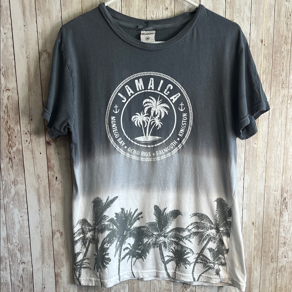 Gray and White Jamaica Graphic T-Shirt